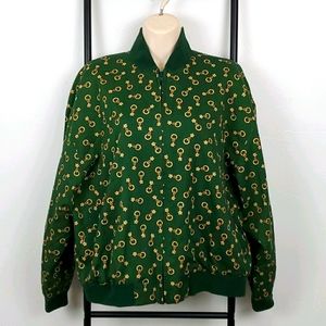 Vintage Reset Sport green bomber jacket full zipper women size XL Y2K